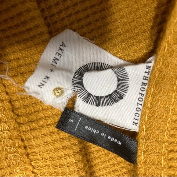 Anthro Akemi + Kin Waffle Knit Top Thermal Mustard Small - Picture 5 of 7